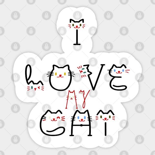 I LOVE MY CAT Sticker by piksimp